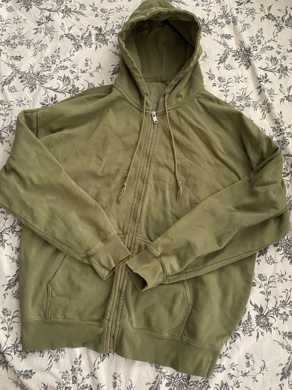 Brandy Melville Olive Zip-Up Hoodie